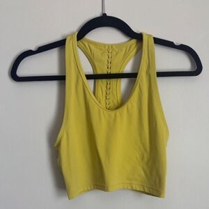 Aerie Offline Yellow Racerback Braided Sports Bra Long Line soft stretchy Yoga